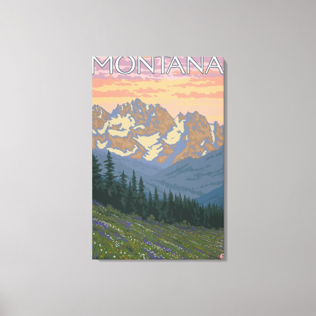 Spring FlowersMontanaVintage Travel Poster Canvas Print (Front)