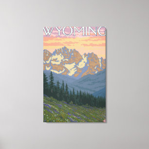 Spring FlowersWyomingVintage Travel Poster Canvas Print