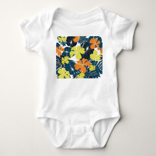 Spring Flowery: Vintage Floral Texture Baby Bodysuit