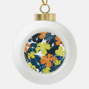 Spring Flowery: Vintage Floral Texture Ceramic Ball Christmas Ornament