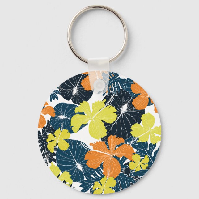 Spring Flowery: Vintage Floral Texture Key Ring (Front)