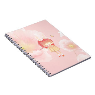 Spring Flute: Bunny Girl Playing Music in Pink Gar Notebook