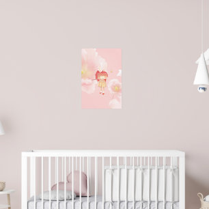 Spring Flute: Bunny Girl Playing Music in Pink Gar Poster