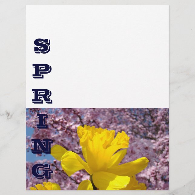 SPRING Flyer paper Daffodil Flower Tree Blossoms (Front)