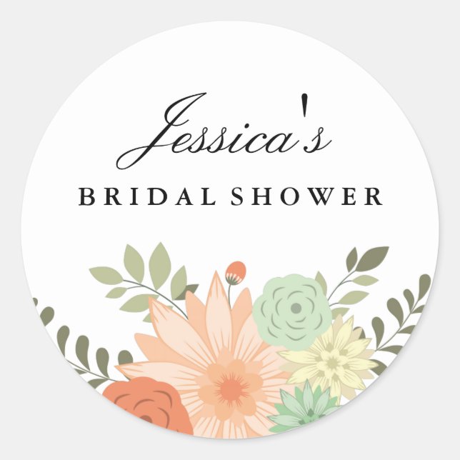 Spring Foliage Bridal Shower Sticker (Front)
