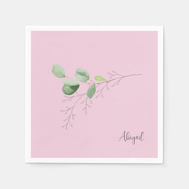 Spring  Foliage Pink Custom Napkin (Front)