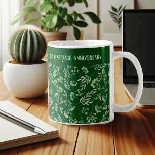 Spring Forest Green Botanical Leaves Anniversary Coffee Mug