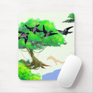 Spring Forest Life with Birds and Squirrel – Natur Mouse Mat