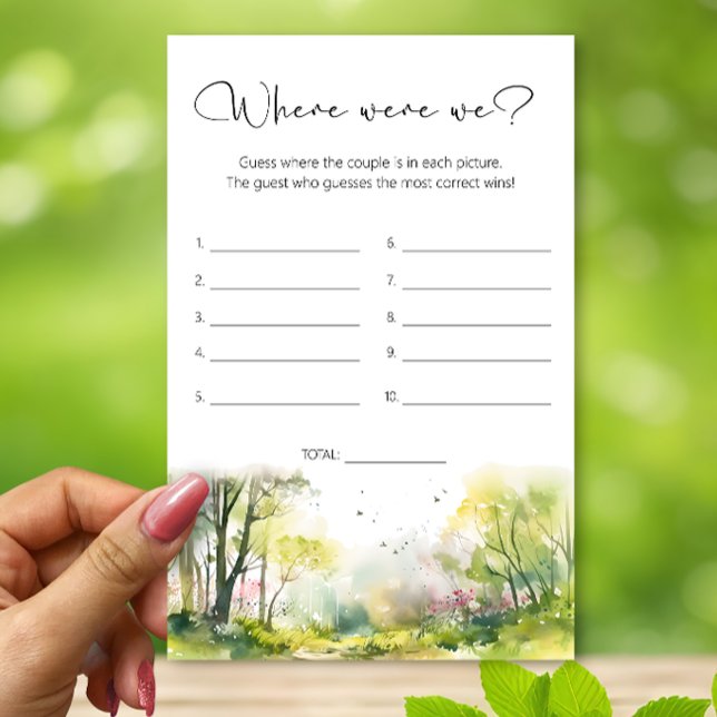 Spring Forest Where were we bridal shower game (Creator Uploaded)