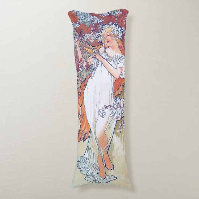 Spring (Four Seasons), Alphonse Mucha Body Cushion (Front Vertical)
