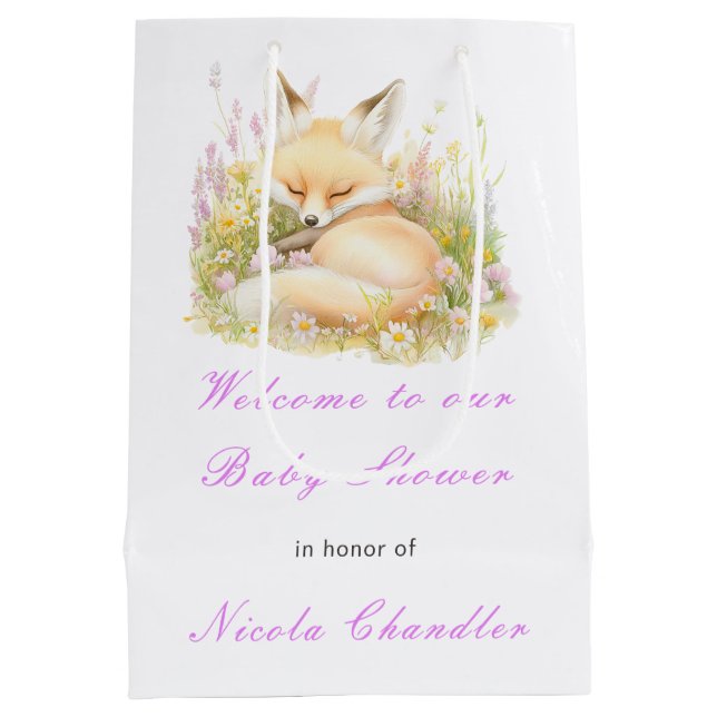 Spring Fox Baby Shower Medium Gift Bag (Back)