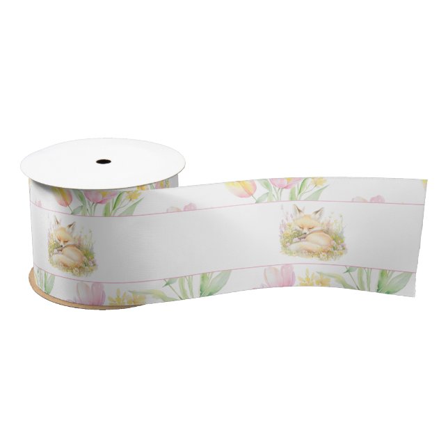 Spring Fox Baby Shower Satin Ribbon (Spool)