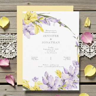 Spring Freesia Wreath Wedding Invitation