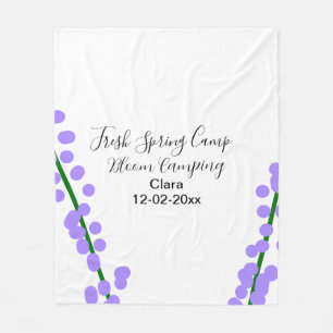 Spring fresh camping lavender flowers name date si fleece blanket