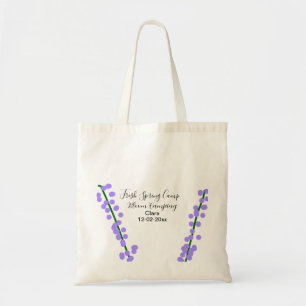 Spring fresh camping lavender flowers name date si tote bag