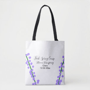 Spring fresh camping lavender flowers name date si tote bag