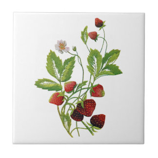 Spring Fresh Strawberries Embroidery Tile