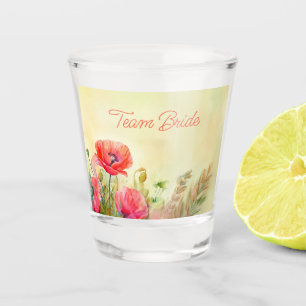 Spring Fresh Watercolor Poppies Bridesmaid  Shot Glass