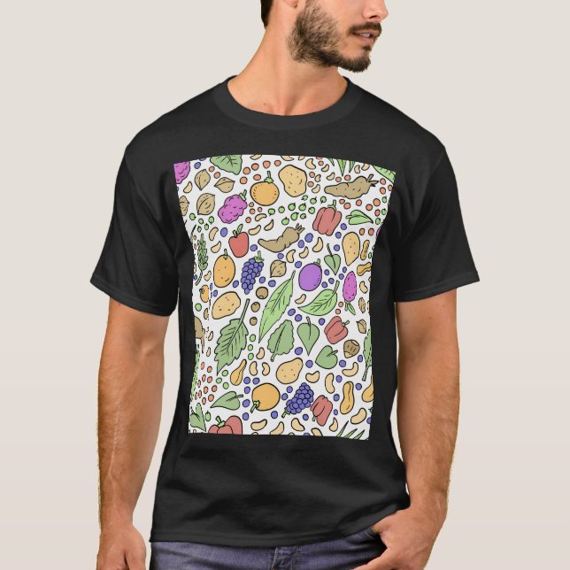 Spring Fruit Pattern. A Colourful Hand Drawn Patte T-Shirt (Front)