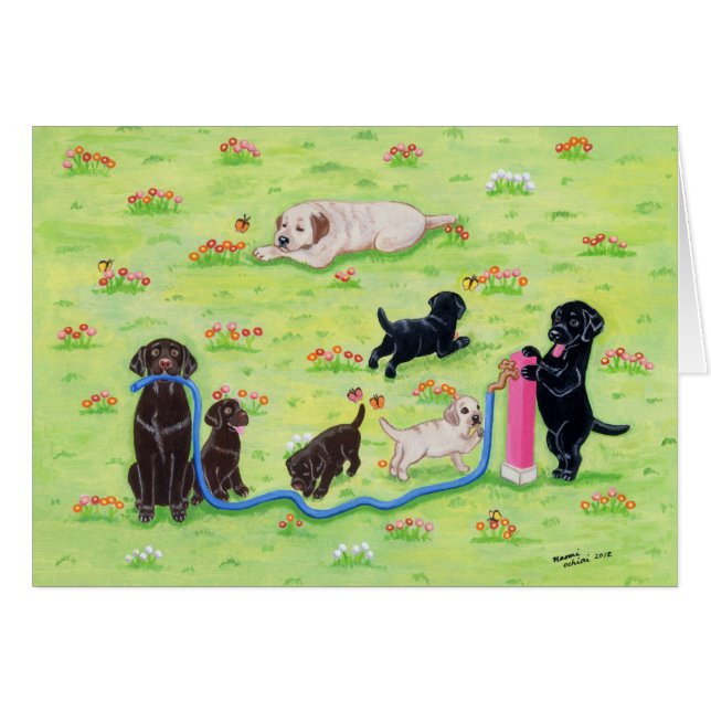 Spring Fun Labradors Painting (Front Horizontal)