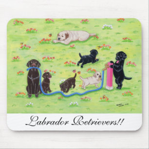 Spring Fun Labradors Painting Mouse Mat