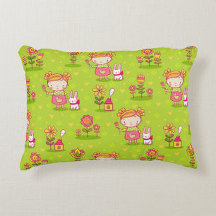Spring Fun With Little Girl Decorative Cushion