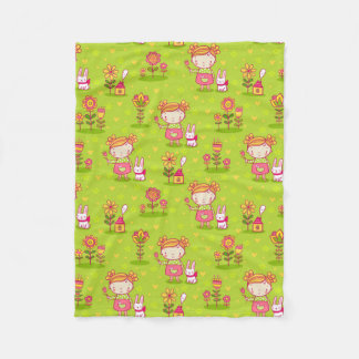Spring Fun With Little Girl Fleece Blanket
