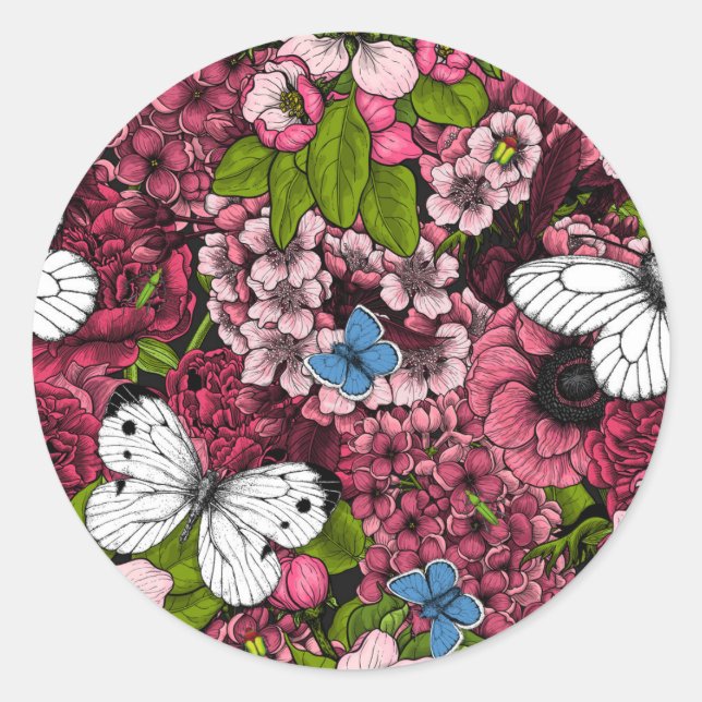 Spring garden 2 classic round sticker (Front)
