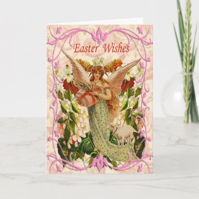 Spring Garden Angel Easter Card (Front)