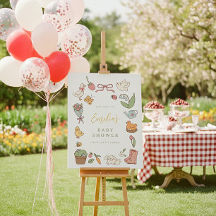 Spring Garden Animals Baby Shower Welcome Sign