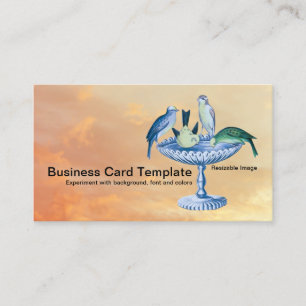 Spring Garden Birds Birdbath Business Card