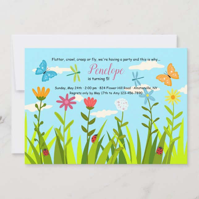 Spring Garden Birthday Party Invitations (Front)
