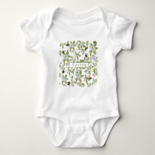 Spring garden blooms and bumblebees baby bodysuit