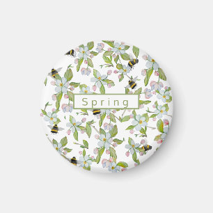 Spring garden blooms and bumblebees magnet
