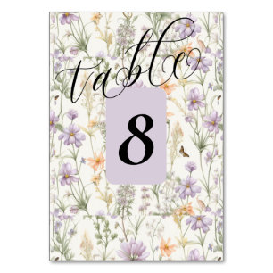 Spring Garden Blue Pink Yellow Lavender Table Number