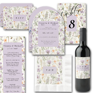 Spring Garden Blue Pink Yellow Lavender Wine Label