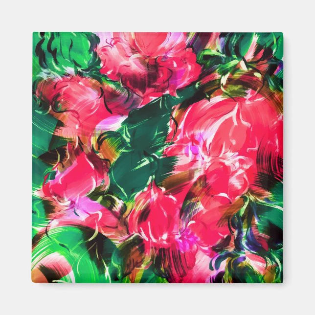 Spring Garden Blush Pink Rose Flowers Bloom Magnet (Front)