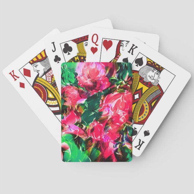 Spring Garden Blush Pink Rose Flowers Bloom Playing Cards (Back)