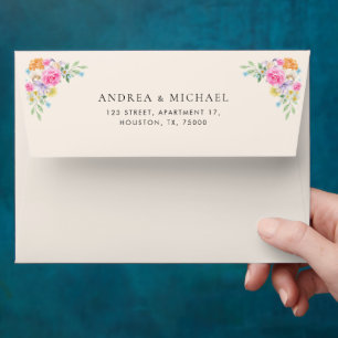 Spring Garden Botanical Floral Wedding Envelope