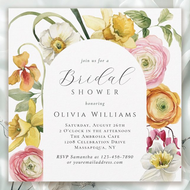 Spring Garden Bright Floral Bridal Shower  Invitation (Creator Uploaded)