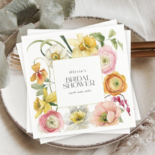 Spring Garden Bright Floral Bridal Shower Napkin