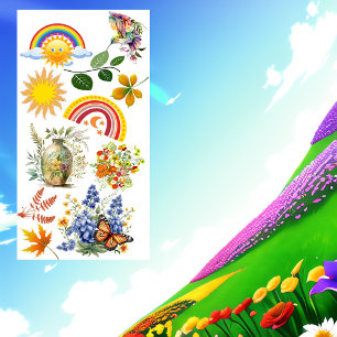 Spring Garden Butterfly Rainbow Sunshine Greenery  Bath Towel