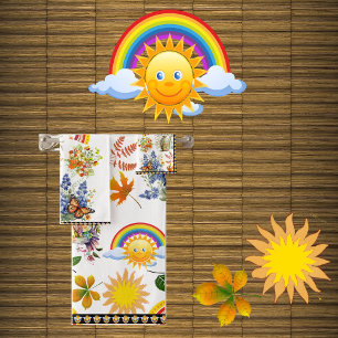Spring Garden Butterfly Rainbow Sunshine Greenery Bath Towel Set