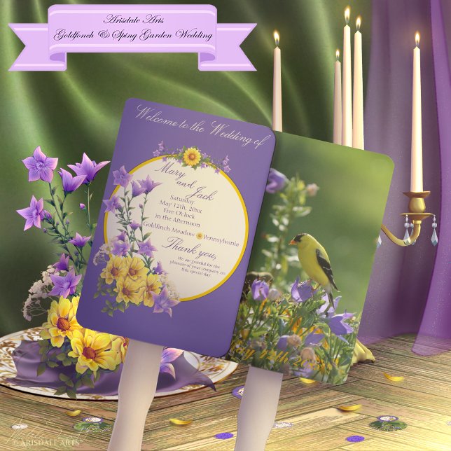 Spring Garden Collection Cream Hand Fan (Spring into your wedding with Arisdale Arts Goldfinch Garden and Spring Garden Collection set.)