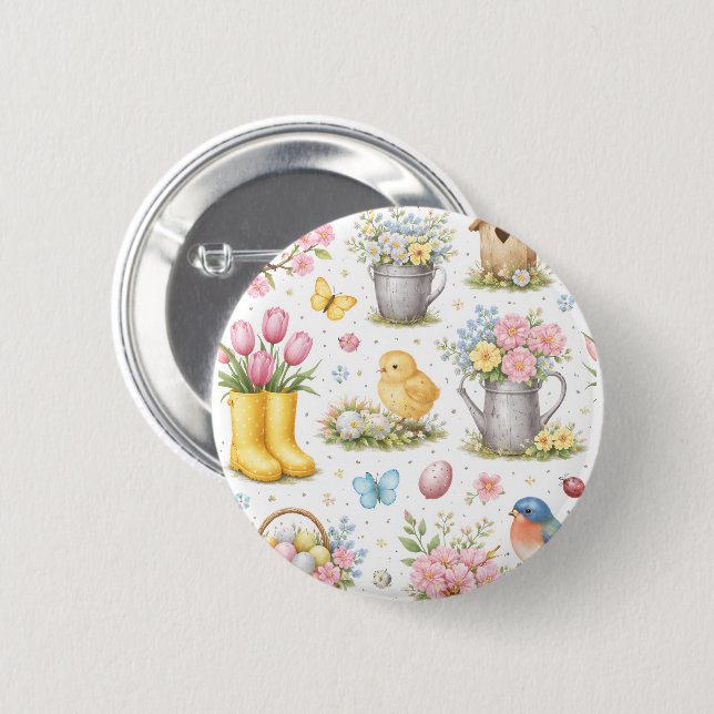Spring Garden Easter  6 Cm Round Badge (Front & Back)