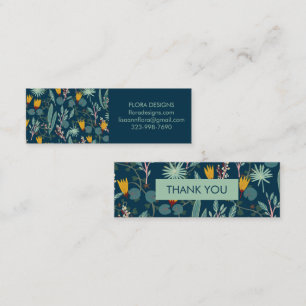 Spring Garden Floral Botanical Blue OrderThank You Mini Business Card