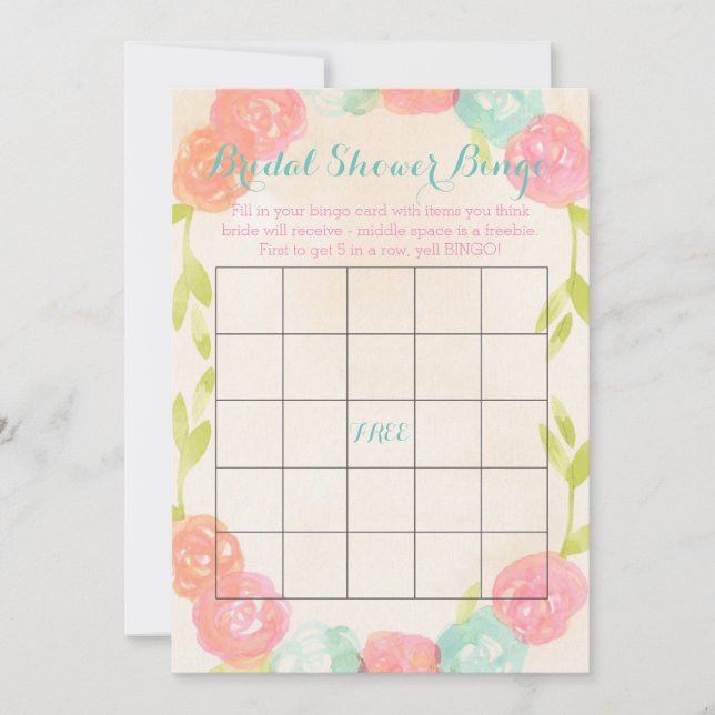 Spring Garden Floral Bridal Shower Bingo Cards (Front)