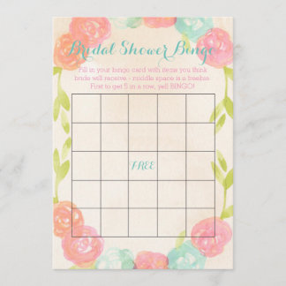 Spring Garden Floral Bridal Shower Bingo Cards