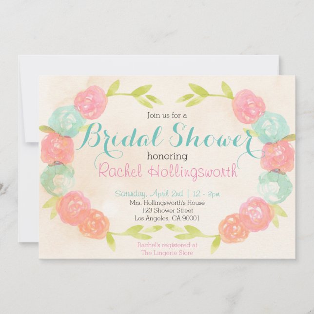 Spring Garden Floral Bridal Shower Invitation (Front)