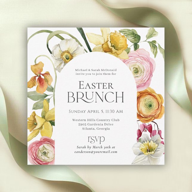 Spring Garden Floral Easter Brunch Invitation (Creator Uploaded)